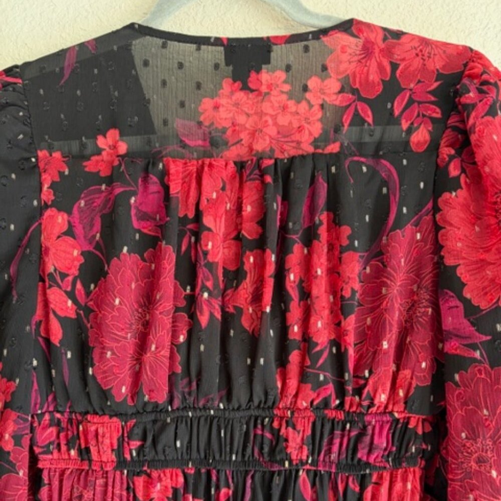 Kate & Lily Chiffon Sheer Back Partial Lined Floral Maxi Dress Size 4 Whimsigoth - Picture 5 of 10